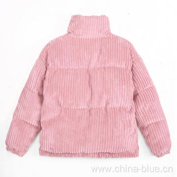 Ladies short corduroy padding jacket